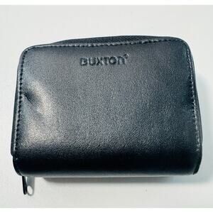 Buxton Black Double Zip-Around Wallet Leather With Card Organizer